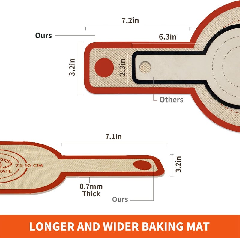 PLAPITATE Silicone Bread Sling Dutch Oven Liner, Non-Stick & Easy Clean Reusable Oval and Round Silicone Bread Baking Mat with Long Handles, Easy to Transfer Sourdough Bread - 2 Red Set - Image 2